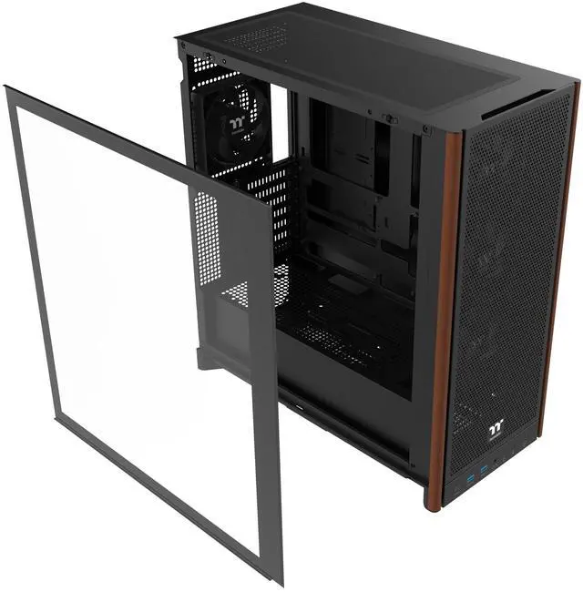 Alt view image 2 of 10 - Thermaltake S370 WS; Mid Tower Chassis; Wood Front Trim; 4x120mm CT120 PWM Fans Included; 360mm Radiator Support; 410mm GPU Clearance; 200mm Max PSU Length; 175mm Air Cooler Max Height; E-ATX/ATX/mATX/mITX; Hidden Connector Support