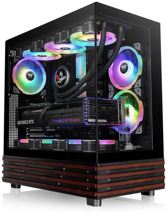 Main image of Thermaltake View 270 Plus WS ARGB; Mid Tower; 3x120mm Lite Fans Included; 360mm Radiator Support; 420mm GPU Clearance; Bottom Wood Trim; E-ATX/ATX/mATX/mITX; 220mm PSU Clearance; Black