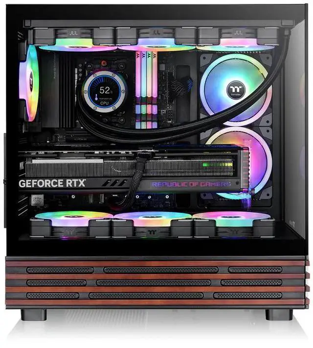 Alt view image 3 of 8 - Thermaltake View 270 Plus WS ARGB; Mid Tower; 3x120mm Lite Fans Included; 360mm Radiator Support; 420mm GPU Clearance; Bottom Wood Trim; E-ATX/ATX/mATX/mITX; 220mm PSU Clearance; Black