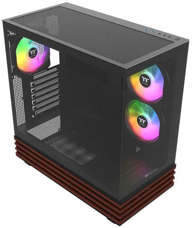 Alt view image 4 of 8 - Thermaltake View 270 Plus WS ARGB; Mid Tower; 3x120mm Lite Fans Included; 360mm Radiator Support; 420mm GPU Clearance; Bottom Wood Trim; E-ATX/ATX/mATX/mITX; 220mm PSU Clearance; Black