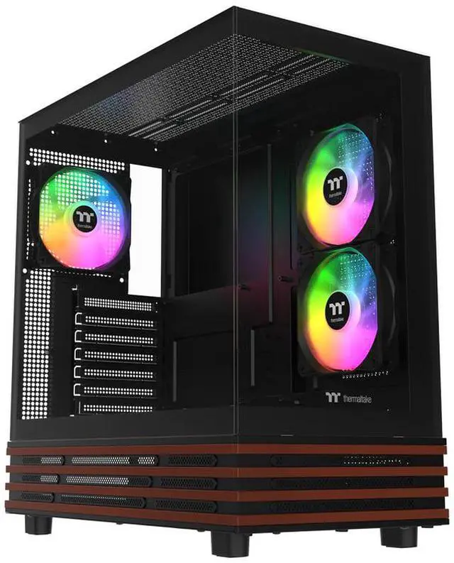 Alt view image 2 of 8 - Thermaltake View 270 Plus WS ARGB; Mid Tower; 3x120mm Lite Fans Included; 360mm Radiator Support; 420mm GPU Clearance; Bottom Wood Trim; E-ATX/ATX/mATX/mITX; 220mm PSU Clearance; Black