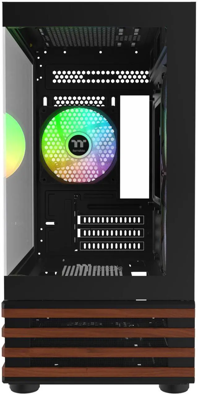 Alt view image 4 of 8 - Thermaltake View 170 WS ARGB; Micro Chassis; Bottom Wood Trim; 3x120mm ARGB Lite Fans Included; 280mm Radiator Support; 340mm GPU Clearance; 180mm Max PSU Length; 160mm Air Cooler Max Height; mATX/mITX; Black; CA-1Z4-00M1WN-WS