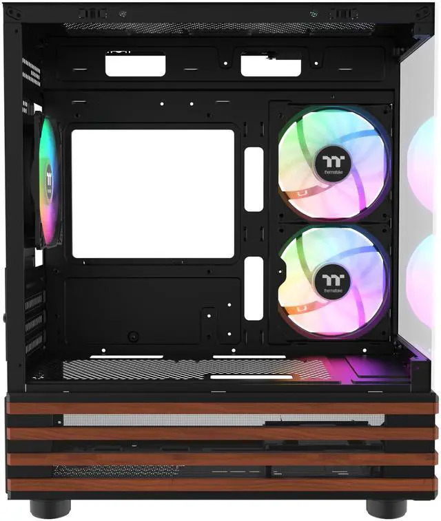 Alt view image 3 of 8 - Thermaltake View 170 WS ARGB; Micro Chassis; Bottom Wood Trim; 3x120mm ARGB Lite Fans Included; 280mm Radiator Support; 340mm GPU Clearance; 180mm Max PSU Length; 160mm Air Cooler Max Height; mATX/mITX; Black; CA-1Z4-00M1WN-WS