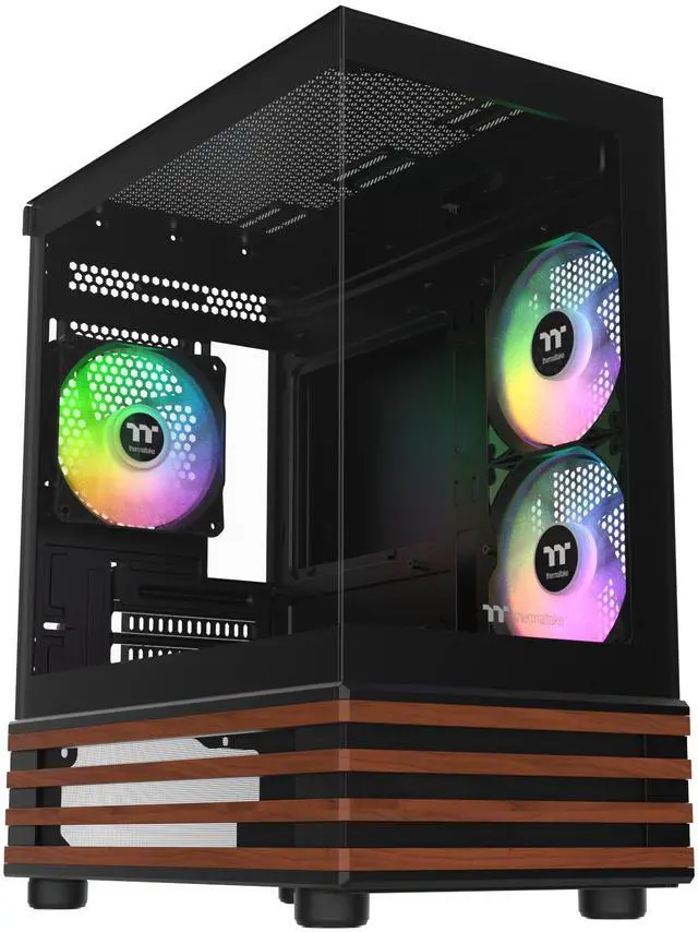 Main image of Thermaltake View 170 WS ARGB; Micro Chassis; Bottom Wood Trim; 3x120mm ARGB Lite Fans Included; 280mm Radiator Support; 340mm GPU Clearance; 180mm Max PSU Length; 160mm Air Cooler Max Height; mATX/mITX; Black; CA-1Z4-00M1WN-WS