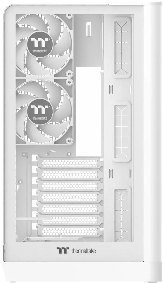 Alt view image 5 of 12 - Thermaltake View 390 TG; Mid Tower; 2x120mm CT PWM Fans Included; 360mm Radiator Support; 460mm GPU Clearance; Hidden Connector Support; Rotatable PCIe Slots;260mm PSU Clearance; Snow;CA-11F-00M6WN-01