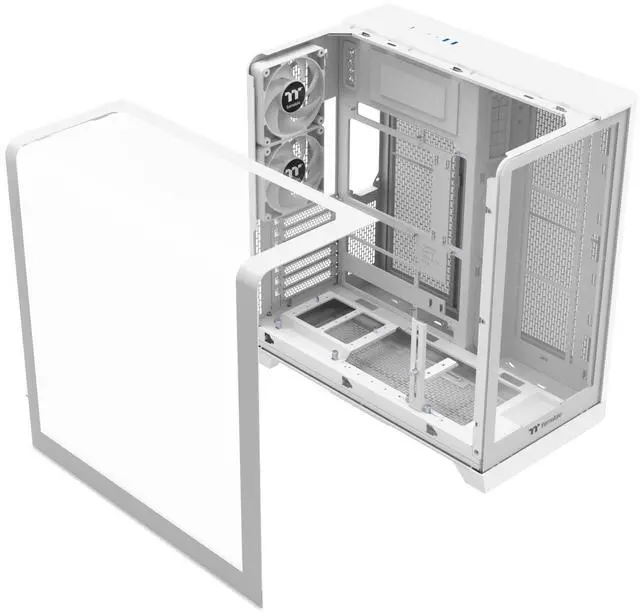 Alt view image 11 of 12 - Thermaltake View 390 TG; Mid Tower; 2x120mm CT PWM Fans Included; 360mm Radiator Support; 460mm GPU Clearance; Hidden Connector Support; Rotatable PCIe Slots;260mm PSU Clearance; Snow;CA-11F-00M6WN-01
