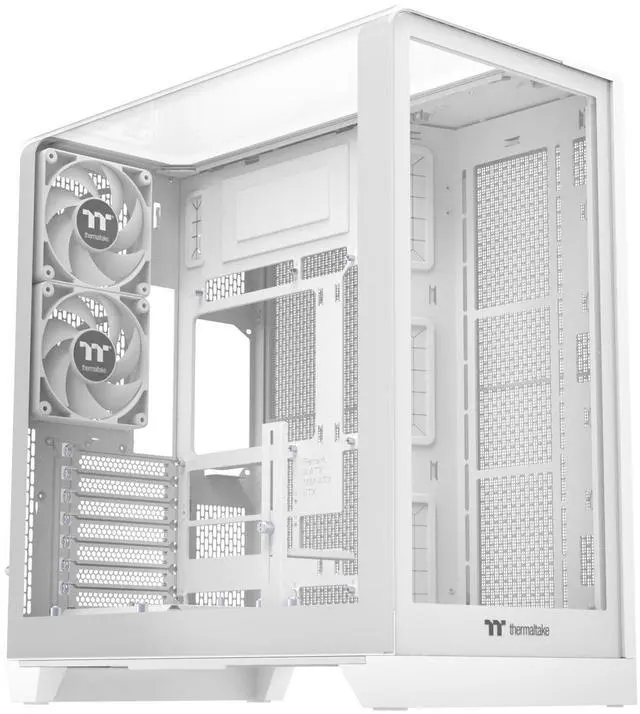 Alt view image 2 of 12 - Thermaltake View 390 TG; Mid Tower; 2x120mm CT PWM Fans Included; 360mm Radiator Support; 460mm GPU Clearance; Hidden Connector Support; Rotatable PCIe Slots;260mm PSU Clearance; Snow;CA-11F-00M6WN-01