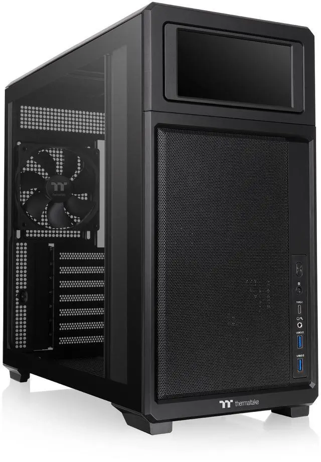 Main image of Thermaltake TR300; Preinstalled 6.0 inch LCD Screen; Mid Tower; 1x120mm PWM Fan Included; ATX/mATX/mITX Support; 360mm Radiator Support; 410mm GPU; 260mm PSU; Black