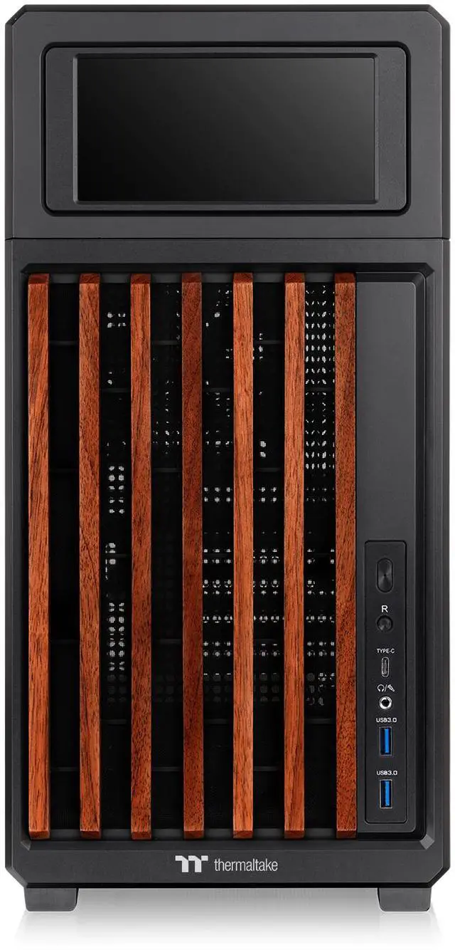 Alt view image 4 of 8 - Thermaltake TR300 WS; Preinstalled 6.0 Inch LCD Screen; Wood Trim; Mid Tower; 1x120mm PWM Fan Included; ATX/mATX/mITX Support; 360mm Radiator Support; 410mm GPU; 260mm PSU; Black