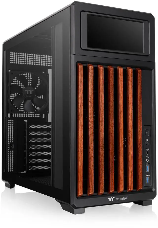 Main image of Thermaltake TR300 WS; Preinstalled 6.0 Inch LCD Screen; Wood Trim; Mid Tower; 1x120mm PWM Fan Included; ATX/mATX/mITX Support; 360mm Radiator Support; 410mm GPU; 260mm PSU; Black