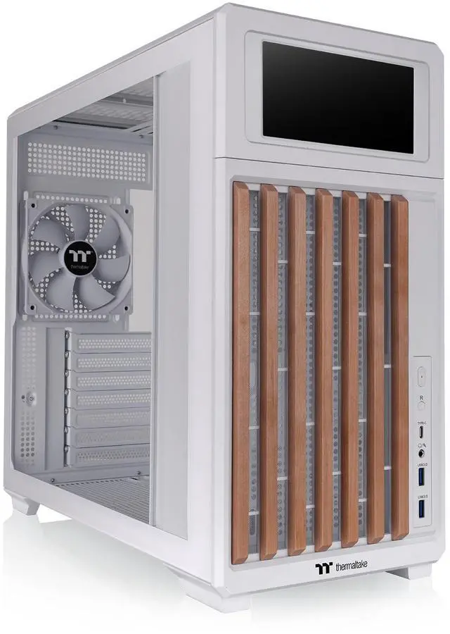 Main image of Thermaltake TR300 WS; Preinstalled 6.0 Inch LCD Screen; Wood Trim; Mid Tower; 1x120mm PWM Fan Included; ATX/mATX/mITX Support; 360mm Radiator Support; 410mm GPU; 260mm PSU; Snow