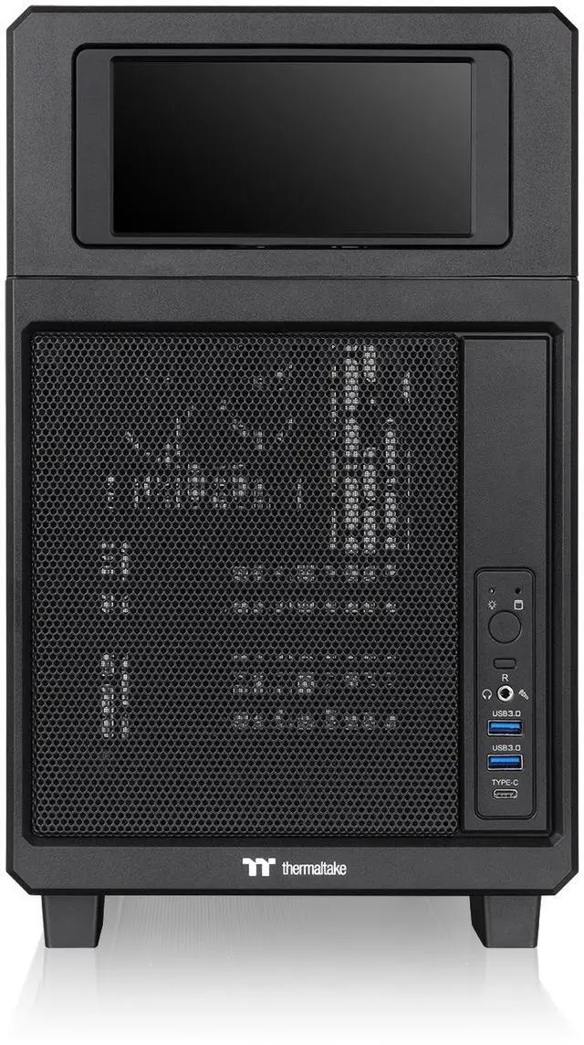 Alt view image 4 of 8 - Thermaltake TR200; Preinstalled 6.0 Inch LCD Screen; Micro Chassis; 1x120mm PWM Fan Included; mATX/mITX Support; 360mm Radiator Support; 365mm GPU; 258mm PSU; 175mm Air Cooler; Black
