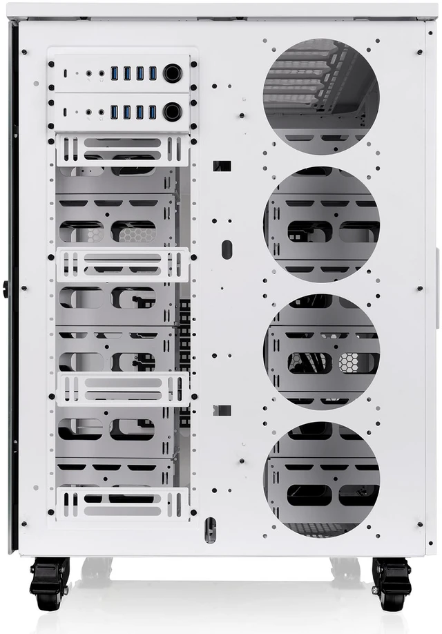 Alt view image 9 of 18 - Thermaltake AX1000 TG; Super Tower Chassis; Dual-System Workstation Support; SSI-CEB/SSI-EEB/XL-ATX/E-ATX/ATX/mATX/mITX; Hidden Connector Support; 420mm AIO Radiator Support; 560mm DIY Radiator -Snow
