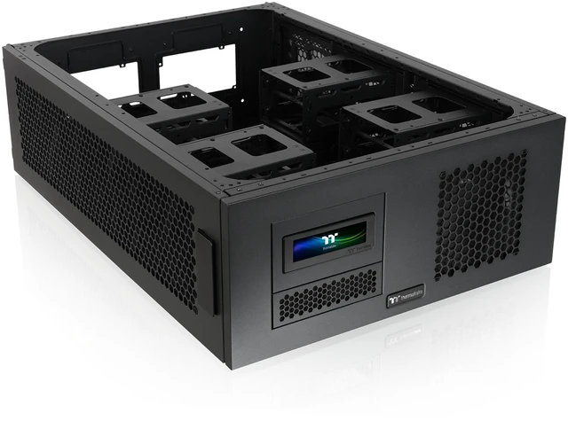 Alt view image 9 of 13 - Thermaltake AX200 Pedestal; For use with AX1000 Chassis; 560mm Radiator Support; Supports up to nine 120/140mm Fans; Supports up to sixteen 3.5" or 2.5" Drives; Dual PSU up to 220mm; Black