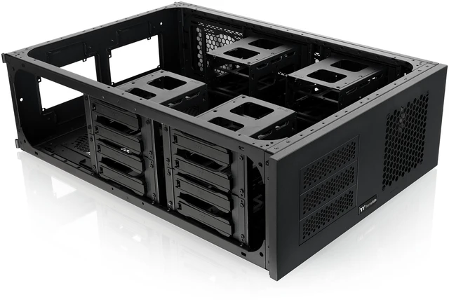Alt view image 10 of 13 - Thermaltake AX200 Pedestal; For use with AX1000 Chassis; 560mm Radiator Support; Supports up to nine 120/140mm Fans; Supports up to sixteen 3.5" or 2.5" Drives; Dual PSU up to 220mm; Black