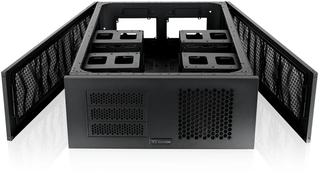 Alt view image 11 of 13 - Thermaltake AX200 Pedestal; For use with AX1000 Chassis; 560mm Radiator Support; Supports up to nine 120/140mm Fans; Supports up to sixteen 3.5" or 2.5" Drives; Dual PSU up to 220mm; Black