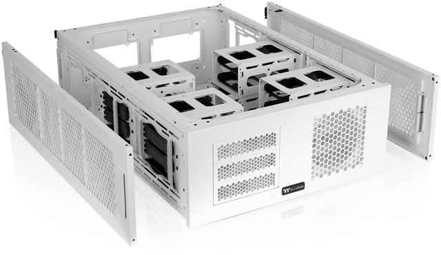 Alt view image 13 of 15 - Thermaltake AX200 Pedestal; For use with AX1000 Chassis; 560mm Radiator Support; Supports up to nine 120/140mm Fans; Supports up to sixteen 3.5" or 2.5" Drives; Dual PSU up to 220mm; Snow