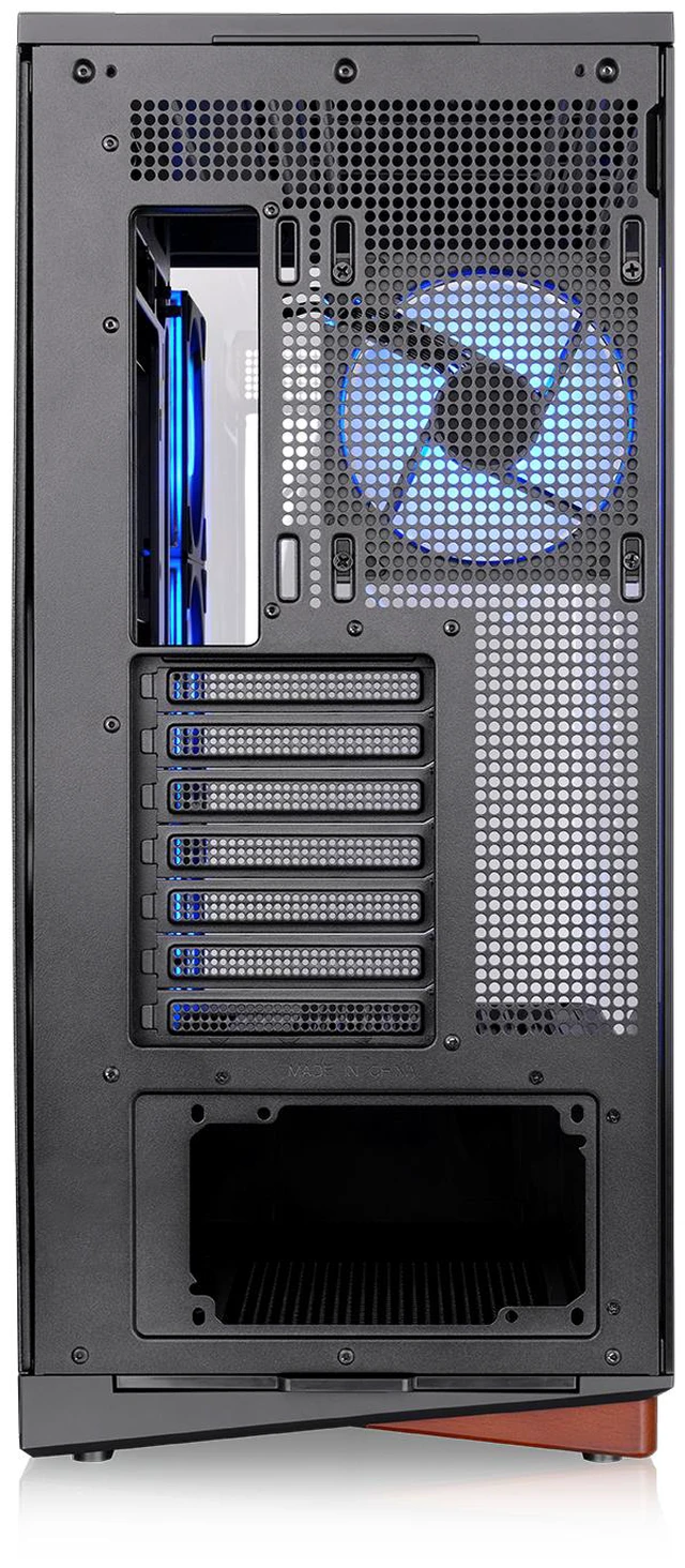 Alt view image 7 of 10 - Thermaltake Stage 500 TG ARGB; Mid Tower Chassis; Wood Trim Base; 4mm Curved Tempered Glass; 3x120mm Infinity ARGB Reverse PWM fans, 1x120mm Infinity ARGB PWM fan; mITX/mATX/ATX;Black; CA-12A-00M1WN-0
