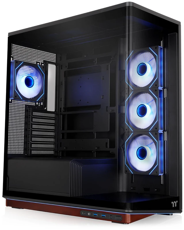 Main image of Thermaltake Stage 500 TG ARGB; Mid Tower Chassis; Wood Trim Base; 4mm Curved Tempered Glass; 3x120mm Infinity ARGB Reverse PWM fans, 1x120mm Infinity ARGB PWM fan; mITX/mATX/ATX;Black; CA-12A-00M1WN-0