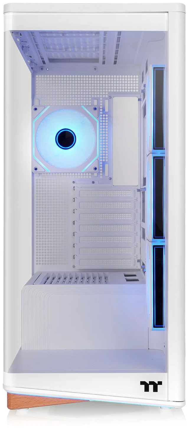 Alt view image 6 of 11 - Thermaltake Stage 500 TG ARGB; Mid Tower Chassis; Wood Trim Base; 4mm Curved Tempered Glass; 3x120mm Infinity ARGB Reverse PWM fans, 1x120mm Infinity ARGB PWM fan; mITX/mATX/ATX;Snow; CA-12A-00M6WN-00