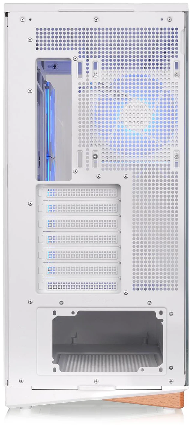Alt view image 7 of 11 - Thermaltake Stage 500 TG ARGB; Mid Tower Chassis; Wood Trim Base; 4mm Curved Tempered Glass; 3x120mm Infinity ARGB Reverse PWM fans, 1x120mm Infinity ARGB PWM fan; mITX/mATX/ATX;Snow; CA-12A-00M6WN-00