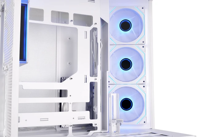 Alt view image 8 of 12 - Thermaltake Arcus 380 TG ARGB; Mid Tower Chassis; 4mm Curved Tempered Glass; 3x120mm Inifinity ARGB Reverse PWM fans, 2x120mm Infinity ARGB PWM fans; mITX/mATX/ATX; Snow; CA-11Z-00M6WN-00