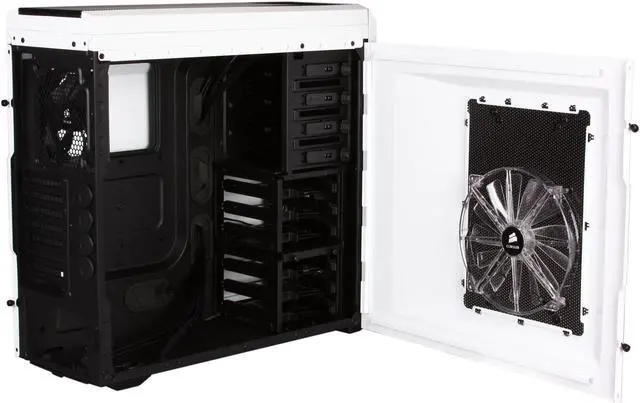 Alt view image 5 of 9 - Corsair Carbide Series 500R Arctic White Steel / Plastic ATX Mid Tower Gaming Case