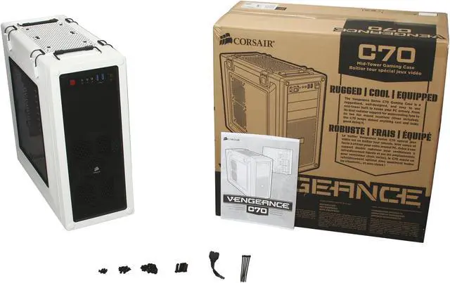 Alt view image 9 of 9 - Corsair Vengeance Series C70 Arctic White Steel ATX Mid Tower Computer Case