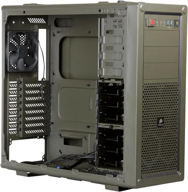 Alt view image 7 of 8 - Corsair Vengeance Series C70 Military Green Steel ATX Mid Tower Computer Case