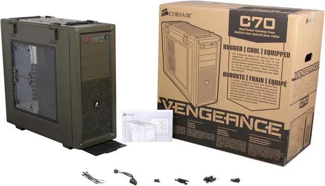 Alt view image 8 of 8 - Corsair Vengeance Series C70 Military Green Steel ATX Mid Tower Computer Case