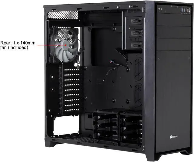 Alt view image 9 of 14 - Corsair Obsidian Series 750D CC-9011035-WW Black Brushed Aluminum and Steel ATX Full Tower Computer Case