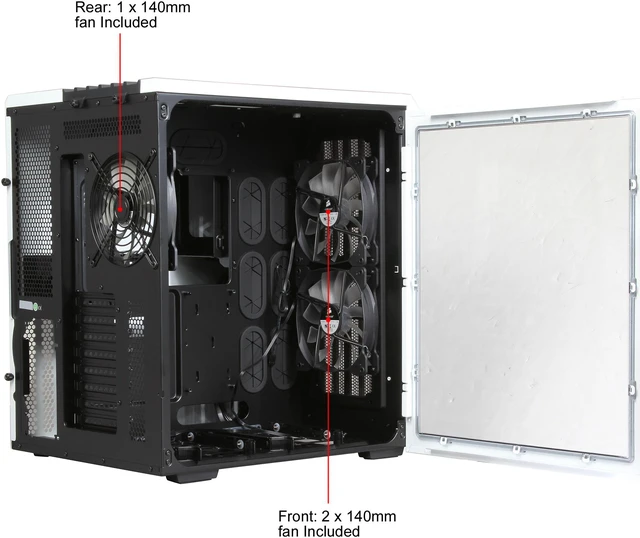 Alt view image 7 of 14 - Corsair Carbide Series Air 540 (CC-9011048-WW) Arctic White Steel High Airflow ATX Cube Case
