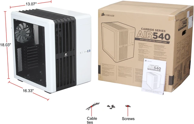 Alt view image 14 of 14 - Corsair Carbide Series Air 540 (CC-9011048-WW) Arctic White Steel High Airflow ATX Cube Case
