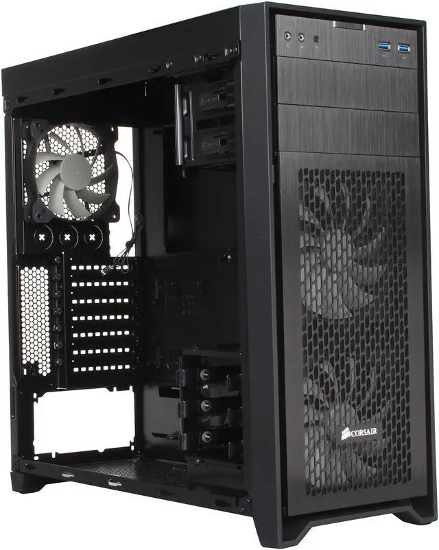 Alt view image 9 of 12 - Corsair Obsidian Series 450D Black Brushed Aluminum and Steel ATX Mid Tower Gaming Computer Case