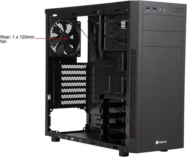 Alt view image 10 of 13 - Corsair Carbide Series 100R CC-9011075-WW Black Steel ATX Mid Tower Computer Case