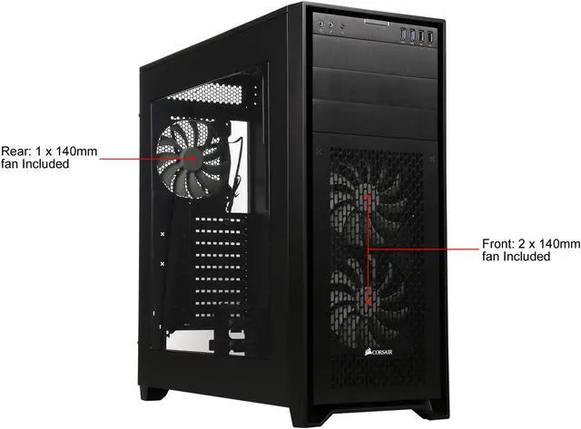 Alt view image 3 of 12 - Corsair Obsidian Series 750D Airflow CC-9011078-WW Black Brushed Aluminum and Steel ATX Full Tower Computer Case
