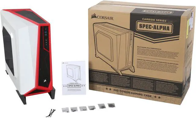 Alt view image 9 of 9 - Corsair Carbide Series SPEC-ALPHA SPEC-ALPHA (CC-9011083-WW) White / Red Steel ATX Mid Tower SPEC-ALPHA Mid-Tower Gaming Case
