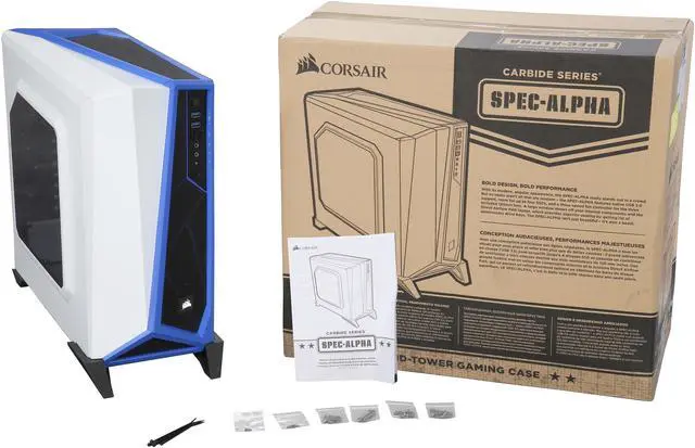 Alt view image 10 of 9 - Corsair Carbide Series CC-9011093-WW White / Blue ATX Mid Tower SPEC-ALPHA Mid-Tower Gaming Case ATX Power Supply