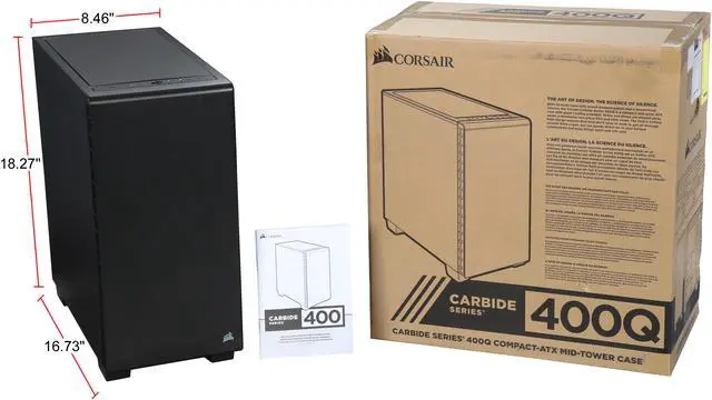 Alt view image 11 of 10 - Corsair 400Q (CC-9011100-WW) Black Steel ATX Mid Tower Computer Case