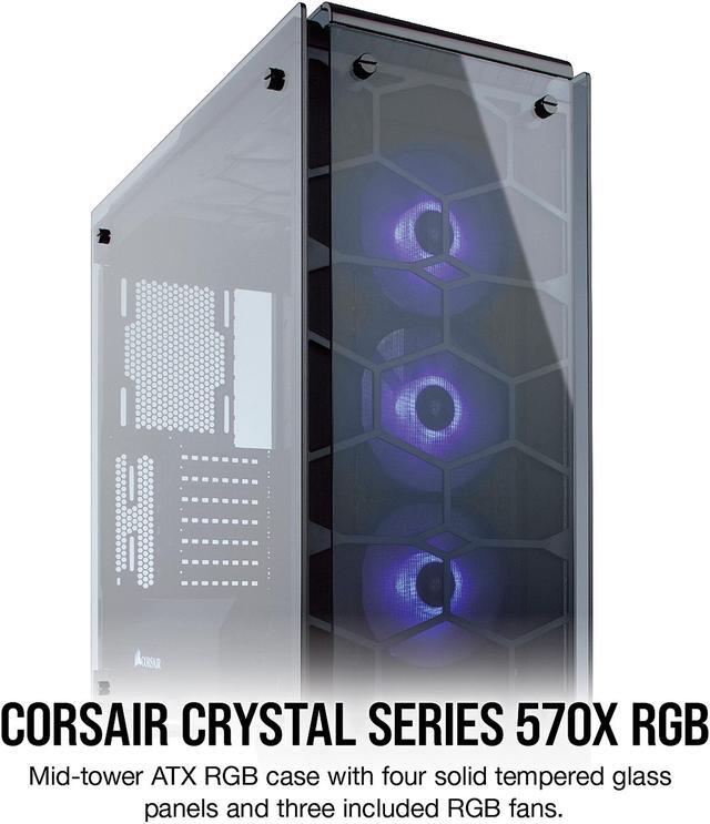 Alt view image 5 of 9 - Corsair Crystal Series 570X RGB CC-9011098-WW Steel / Tempered Glass ATX Mid Tower Case