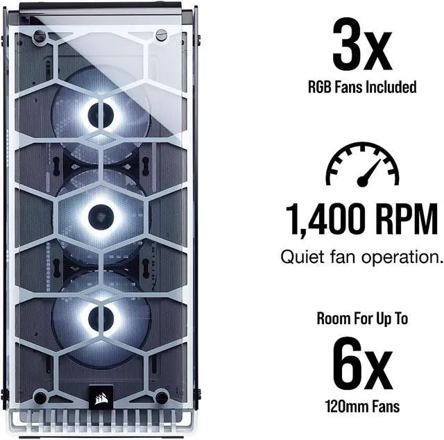 Alt view image 6 of 9 - CORSAIR Crystal 570X RGB Tempered Glass, Premium ATX Mid Tower Case, White, CC-9011110-WW