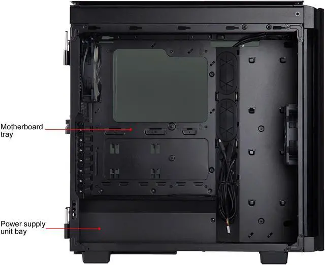 Alt view image 7 of 19 - Corsair Obsidian 500D CC-9011116-WW Black Aluminum / Tempered Glass ATX Mid Tower Computer Case