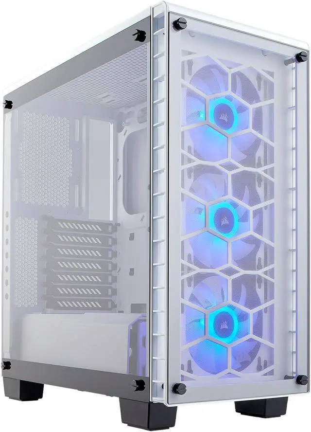 Alt view image 4 of 20 - Corsair Crystal 460X RGB White CC-9011129-WW White Steel / Tempered Glass ATX Mid Tower Computer Case