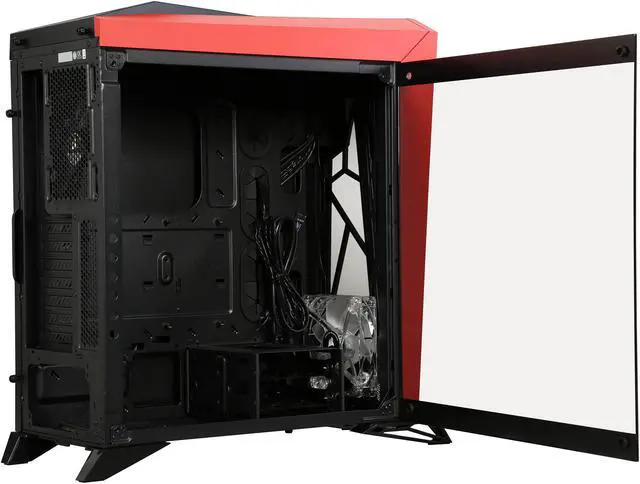 Alt view image 5 of 9 - CORSAIR Carbide Series SPEC-OMEGA Mid-Tower Tempered Glass Gaming Case, Black and Red CC-9011120-WW
