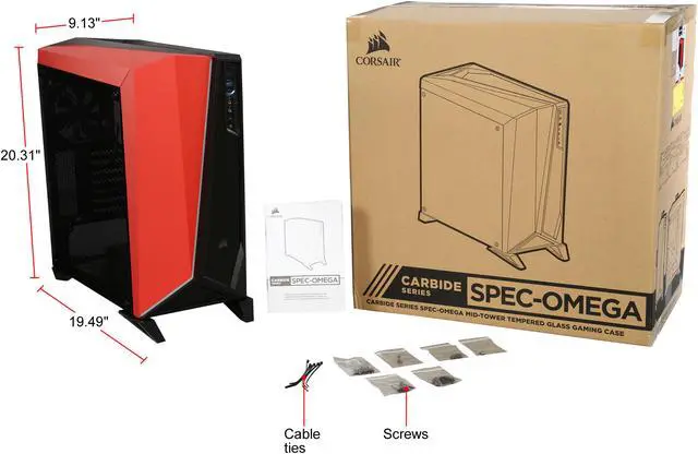 Alt view image 9 of 9 - CORSAIR Carbide Series SPEC-OMEGA Mid-Tower Tempered Glass Gaming Case, Black and Red CC-9011120-WW