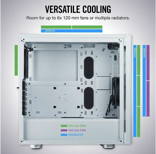 Alt view image 5 of 8 - Corsair Carbide Series 275R CC-9011133-WW White Steel / Plastic / Tempered Glass ATX Mid Tower Gaming Case