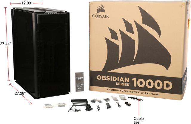 Alt view image 12 of 12 - Corsair Obsidian Series 1000D CC-9011148-WW Super Tower Case, Premium Tempered Glass and Aluminum Smart Case