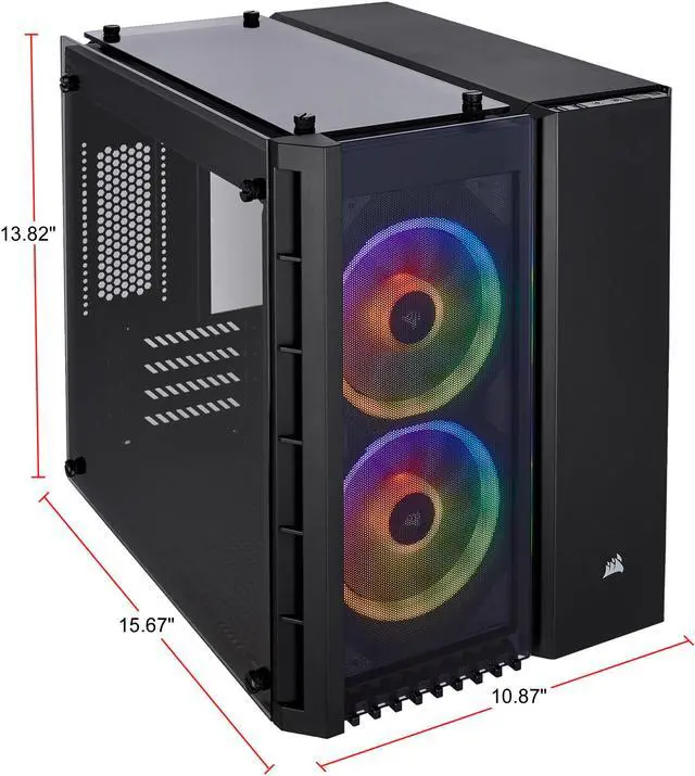 Alt view image 3 of 16 - Corsair Crystal Series 280X RGB CC-9011135-WW Black Steel / Plastic / Tempered Glass Micro-ATX Case Computer Case