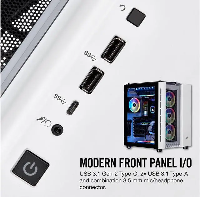 Alt view image 6 of 9 - Corsair Crystal Series 680X RGB CC-9011169-WW White Steel / Plastic High Airflow Tempered Glass ATX Smart Case