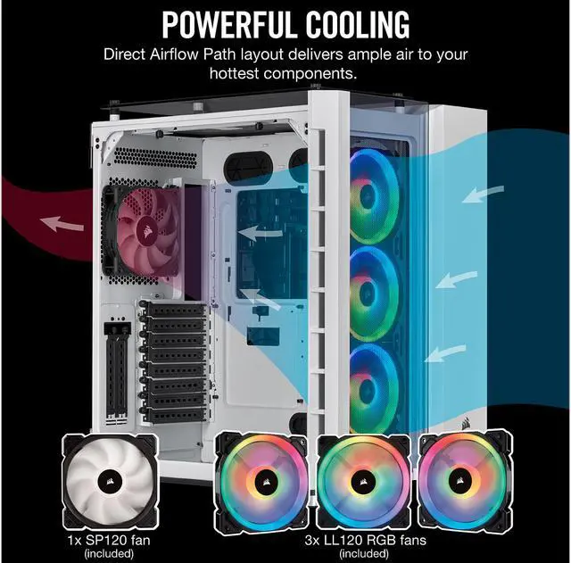 Alt view image 7 of 9 - Corsair Crystal Series 680X RGB CC-9011169-WW White Steel / Plastic High Airflow Tempered Glass ATX Smart Case